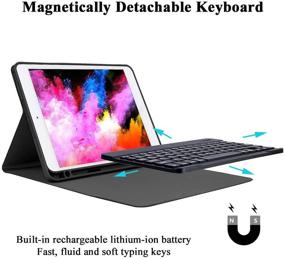 img 1 attached to 🔌 iPad 7th Gen/8th Generation 2020 Keyboard Case - Smart Wireless, Detachable Keyboard, Apple Pencil Holder, Bluetooth, Full Protection - Black