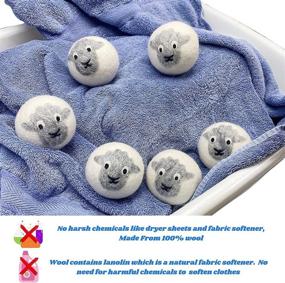 img 2 attached to Organic Wool Dryer Balls (6-Pack) - Dancing Sheep - 100% Handmade 3 Inch Diameter Balls 🐑 - Reusable 1000+ Times - Hypoallergenic - Natural Fabric Softener - Reduces Drying Time - Adorable Sheep Design