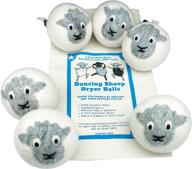 organic wool dryer balls (6-pack) - dancing sheep - 100% handmade 3 inch diameter balls 🐑 - reusable 1000+ times - hypoallergenic - natural fabric softener - reduces drying time - adorable sheep design logo