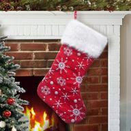 🎅 s-deal red white snow pattern 21 inches christmas stocking: double layers gift holders for xmas holiday party mantel decoration logo