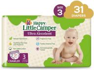 👶 happy little camper natural diapers, size 3 - disposable cotton diapers for sensitive skin, hypoallergenic, fragrance-free – 31 count logo