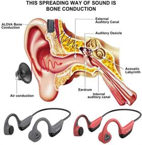 img 3 attached to 💪 Беспроводные Bluetooth наушники с открытой конструкцией на костной проводимости для спорта и фитнеса в красном цвете - усилите свой тренировочный опыт.