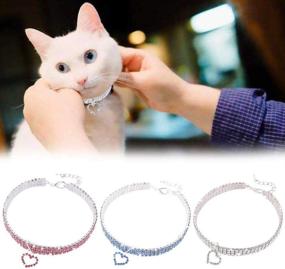 img 3 attached to Sparkling Rhinestone Pet Collar with Love Heart - Adjustable Mini Diamond Necklace Collar for Cute Pets - Soft Velvet Breakaway Collar for Small Dogs and Cats