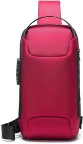 img 3 attached to 🔒 Secure and Stylish Anti-Theft Sling Chest Bag: Waterproof Crossbody Shoulder Bag with USB Charging Port (Red) - Ideal for Men and Women