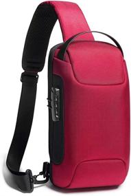 img 4 attached to 🔒 Secure and Stylish Anti-Theft Sling Chest Bag: Waterproof Crossbody Shoulder Bag with USB Charging Port (Red) - Ideal for Men and Women