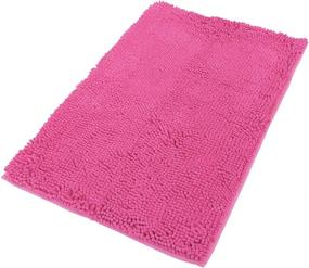 img 2 attached to 🛁 Jasmine Luxury Chenille Bath Mats and Ombré Shower Curtain Set: Soft, Non-Slip, Water Absorbent Bathroom Rugs & Abstract Mosaic Curtain - Hot Pink (15 Piece Set)