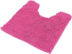 img 1 attached to 🛁 Jasmine Luxury Chenille Bath Mats and Ombré Shower Curtain Set: Soft, Non-Slip, Water Absorbent Bathroom Rugs & Abstract Mosaic Curtain - Hot Pink (15 Piece Set)