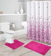 🛁 jasmine luxury chenille bath mats and ombré shower curtain set: soft, non-slip, water absorbent bathroom rugs & abstract mosaic curtain - hot pink (15 piece set) logo
