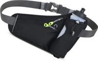 premium black sports waist pack with hydration belt, running water bottle 🏃 holder, cellphone storage, and reflective stripes - ideal for running, hiking, and climbing logo