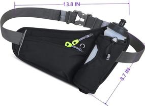 img 2 attached to Premium Black Sports Waist Pack with Hydration Belt, Running Water Bottle 🏃 Holder, Cellphone Storage, and Reflective Stripes - Ideal for Running, Hiking, and Climbing