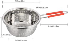 img 3 attached to 🍝 Premium Stainless Steel Perforated Colander Strainer with Long Red Handle - Ideal for Kitchen, Pasta, Noodles, and Vegetables - 7.9 inch Size