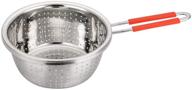 🍝 premium stainless steel perforated colander strainer with long red handle - ideal for kitchen, pasta, noodles, and vegetables - 7.9 inch size logo