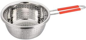 img 4 attached to 🍝 Premium Stainless Steel Perforated Colander Strainer with Long Red Handle - Ideal for Kitchen, Pasta, Noodles, and Vegetables - 7.9 inch Size