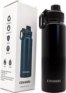 🧃 27 oz stainless steel vacuum insulated sports water bottle - hot/cold sweat-free, leakfree & bpa-free - wide mouth spout lid with tea strainer - hydration, functional gift (black) logo