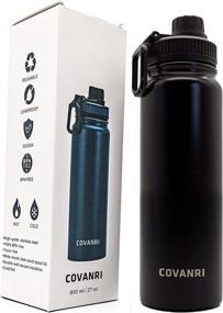 img 4 attached to 🧃 27 oz Stainless Steel Vacuum Insulated Sports Water Bottle - Hot/Cold Sweat-free, Leakfree & BPA-free - Wide Mouth Spout Lid with Tea Strainer - Hydration, Functional Gift (Black)