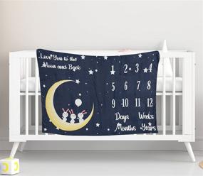 img 1 attached to 🌙 Blue Moon Baby Monthly Milestone Blanket for Baby Girl & Boy - Soft Fleece Growth Chart - 60x40 Inch