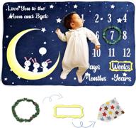 🌙 blue moon baby monthly milestone blanket for baby girl & boy - soft fleece growth chart - 60x40 inch logo