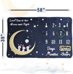 img 2 attached to 🌙 Blue Moon Baby Monthly Milestone Blanket for Baby Girl & Boy - Soft Fleece Growth Chart - 60x40 Inch