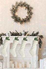 img 3 attached to 🎁 Pack of 4, 18-inch Ivory White Knit Christmas Stockings by Kunyida