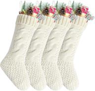 🎁 pack of 4, 18-inch ivory white knit christmas stockings by kunyida логотип