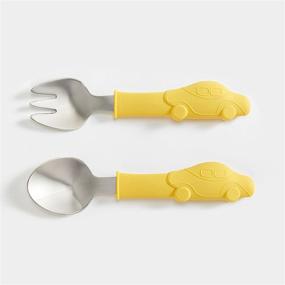 img 3 attached to 🚗 Playful Kids Utensils Set: Silicone & Stainless Steel Fork/Spoon with Car Design