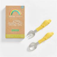 🚗 playful kids utensils set: silicone & stainless steel fork/spoon with car design logo