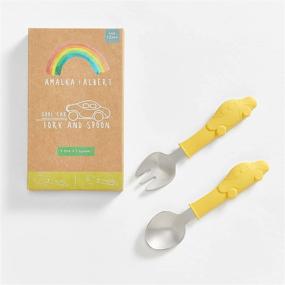 img 4 attached to 🚗 Playful Kids Utensils Set: Silicone & Stainless Steel Fork/Spoon with Car Design