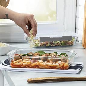 img 3 attached to 🍲 Superior Glass Casserole Dish Set - 2-Piece Premium Glass Bakeware and Food-Storage with Leakproof Design, Hinged Locking Lids, and Freezer-to-Oven-Safe Baking-Dish