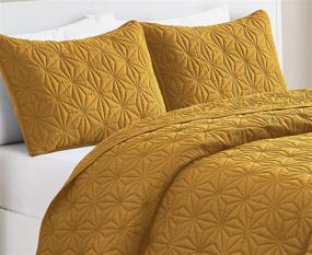 img 2 attached to 🛏️ Premium VCNY Home Ultra Soft Gold Quilt Set – Wrinkle Resistant & Reversible 3 Piece Bedding Pattern for Full/Queen Beds