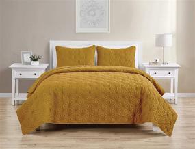 img 3 attached to 🛏️ Premium VCNY Home Ultra Soft Gold Quilt Set – Wrinkle Resistant & Reversible 3 Piece Bedding Pattern for Full/Queen Beds