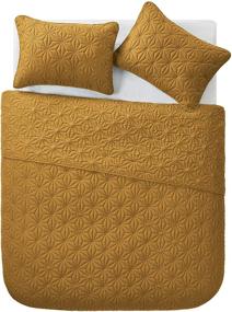 img 1 attached to 🛏️ Premium VCNY Home Ultra Soft Gold Quilt Set – Wrinkle Resistant & Reversible 3 Piece Bedding Pattern for Full/Queen Beds