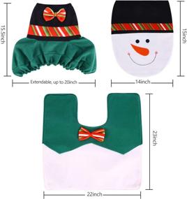 img 3 attached to 🎄 Ohuhu Christmas Toilet Seat Covers - 3PCS Snowman Theme Bathroom Set: Toilet Tank Cover, Paper Box, Carpet - Christmas Bathroom Decorations for Home - Green