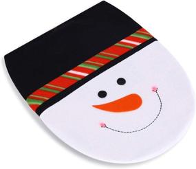 img 2 attached to 🎄 Ohuhu Christmas Toilet Seat Covers - 3PCS Snowman Theme Bathroom Set: Toilet Tank Cover, Paper Box, Carpet - Christmas Bathroom Decorations for Home - Green