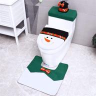 🎄 ohuhu christmas toilet seat covers - 3pcs snowman theme bathroom set: toilet tank cover, paper box, carpet - christmas bathroom decorations for home - green logo