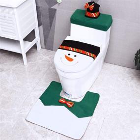 img 4 attached to 🎄 Ohuhu Christmas Toilet Seat Covers - 3PCS Snowman Theme Bathroom Set: Toilet Tank Cover, Paper Box, Carpet - Christmas Bathroom Decorations for Home - Green