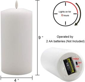 img 3 attached to 🕯️ DRomance Large White Flameless Candle Battery Operated with Timer, Real Wax LED Candle for Indoor Wedding Dinner Christmas Decor, 4x9 inch