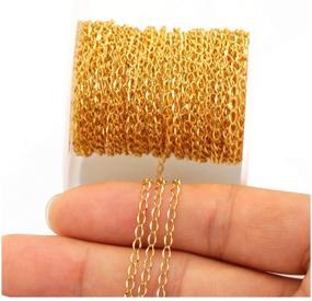 img 4 attached to 33FT Stainless Steel Necklace Jewelry Chains - Gold Silver Twisted Cable Chains | Extender Chains Link Bulk for Jewelry Makings