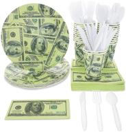 🎉 deluxe money birthday party kit - plates, napkins, cups & cutlery for 24 guests logo