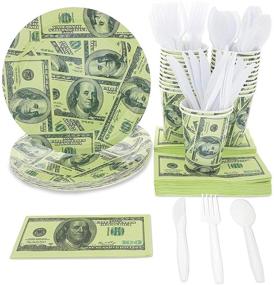img 4 attached to 🎉 Deluxe Money Birthday Party Kit - Plates, Napkins, Cups & Cutlery for 24 Guests