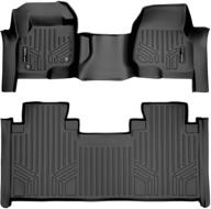 🚗 maxliner floor mats 2 row liner set black for 2017-2021 ford f-250/f-350 super duty supercab with 1st row bench seat - premium protection for your truck interior logo