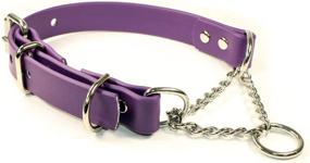 img 4 attached to Adjustable Waterproof Dog Collar with Half-Check Stainless Steel Chain - Perfect for Training and Comfy Sleep