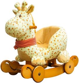 img 4 attached to 🦌 Labebe Child Rocking Horse Plush - Fawn Rocking Horse Stuffed Toy - 2 in 1 Yellow Giraffe Rocker with Wheel for Kids 6-36 Months - Wooden Rocking Horse/Rocker/Animal Ride/Deer Rocker for Boys & Girls
