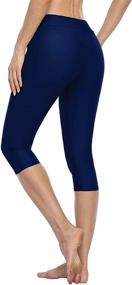 img 2 attached to 🩳 Hilor Ladies' High Waist UV Rash Guard Crop Swim Leggings – Sports Capri Tights