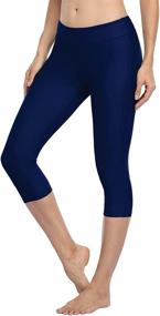 img 4 attached to 🩳 Hilor Ladies' High Waist UV Rash Guard Crop Swim Leggings – Sports Capri Tights