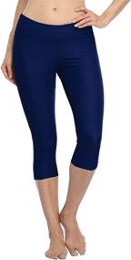 img 3 attached to 🩳 Hilor Ladies' High Waist UV Rash Guard Crop Swim Leggings – Sports Capri Tights