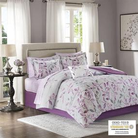 img 3 attached to 🌸 Madison Park Essentials Cozy Floral Bed in a Bag Comforter Set - Complete Cotton Sheet Set, All Season Cover, Decorative Pillow, Lafael, Purple Queen (90"x90") - 9 Piece Bundle