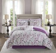 🌸 madison park essentials cozy floral bed in a bag comforter set - complete cotton sheet set, all season cover, decorative pillow, lafael, purple queen (90"x90") - 9 piece bundle logo