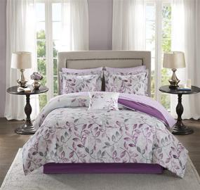 img 4 attached to 🌸 Madison Park Essentials Cozy Floral Bed in a Bag Comforter Set - Complete Cotton Sheet Set, All Season Cover, Decorative Pillow, Lafael, Purple Queen (90"x90") - 9 Piece Bundle