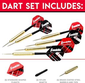 img 3 attached to Franklin Sports Steel Tip Darts Set - 18g 6-Pack with Removable Flights and Brass Barrels - Lightweight Full Dart Set in Red/Black