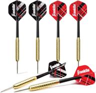 franklin sports steel tip darts set - 18g 6-pack with removable flights and brass barrels - lightweight full dart set in red/black logo